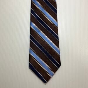 Roundtree & Yorke Collegiate Preppy Regimental Striped Silk Men Necktie 58 ½”